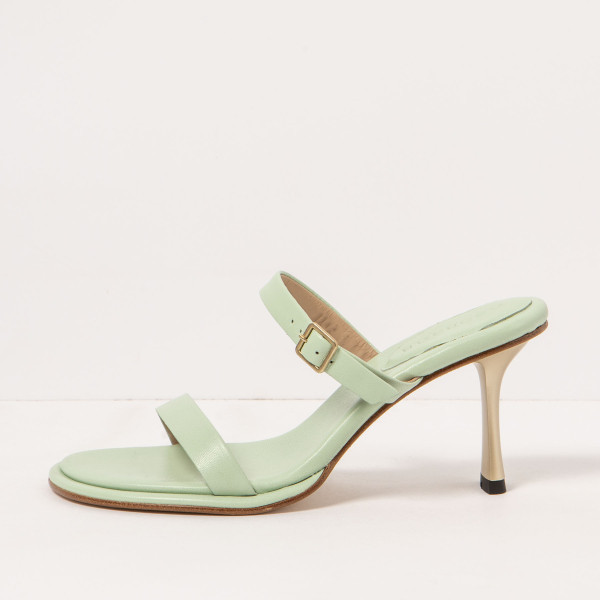 Mules à talon aiguille en cuir - Vert - Neosens