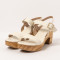 Sandales à talon plateformes en bois - Beige - Neosens