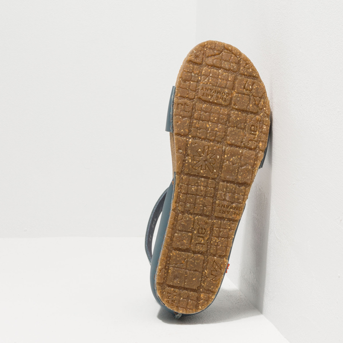 Sandales plates fermées au talon en cuir - Bleu - art