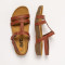 Sandales plates à fines lanières cuir et semelles recyclées - Rouge - art