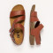 Sandales plates en cuir à brides et semelles recyclées - Rouge - art