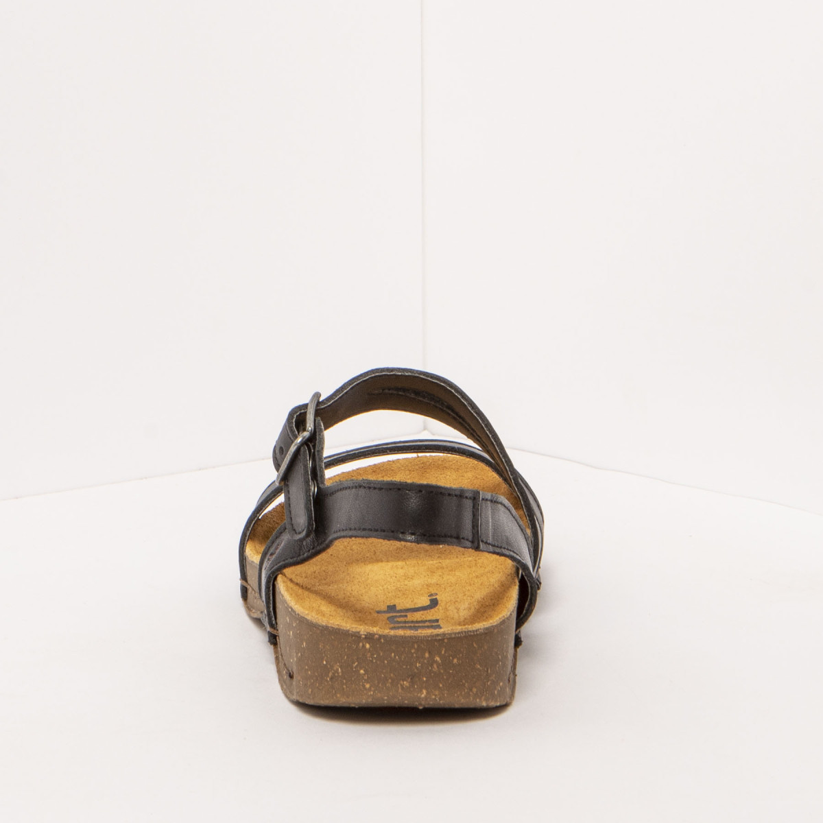 Sandales plates en cuir à semelles recyclées - Noir - art