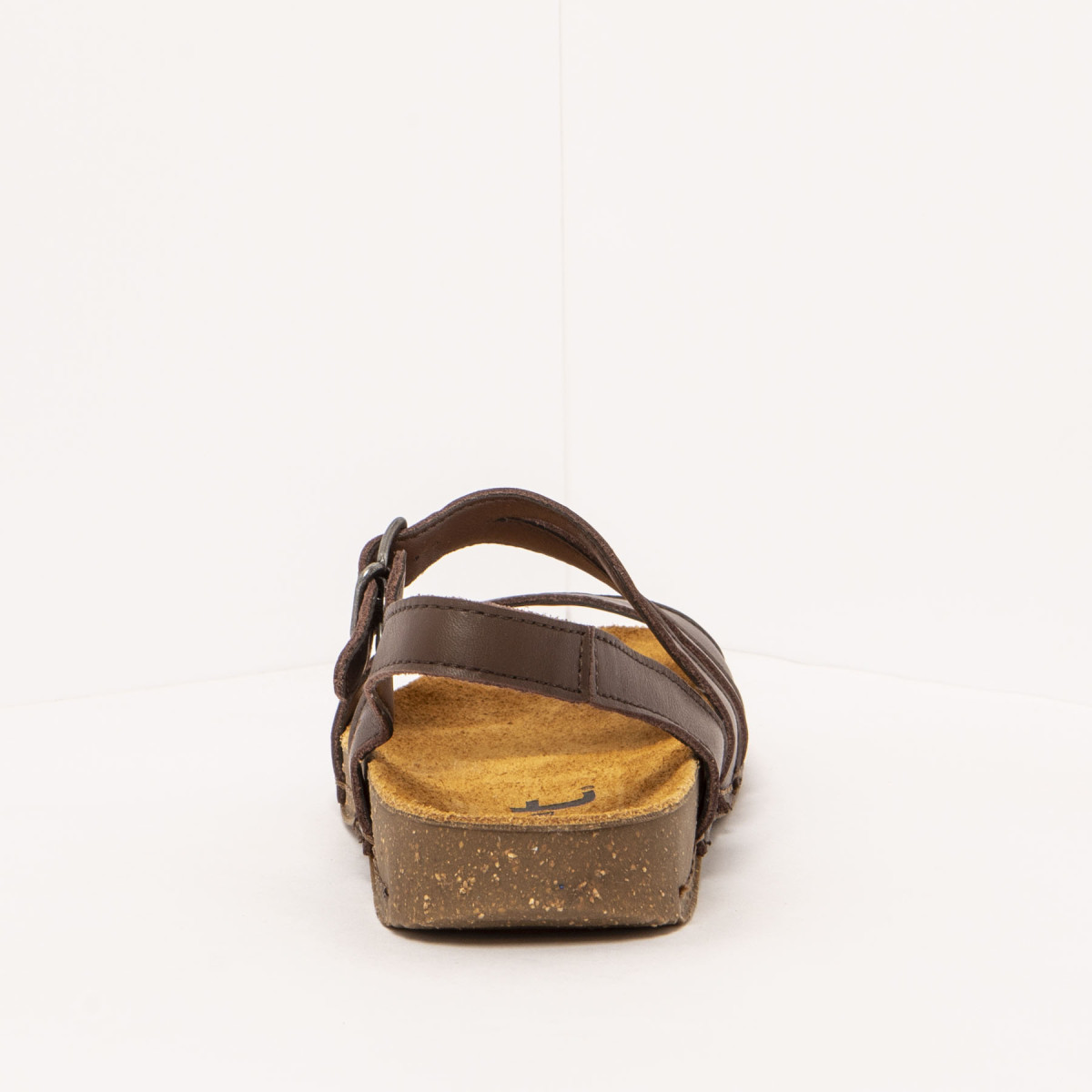 Sandales plates en cuir à semelles recyclées - Marron - art