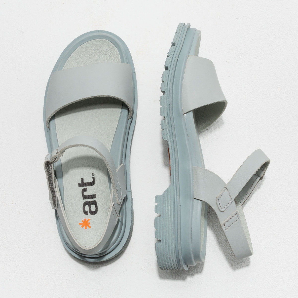 Sandales en cuir et semelle ultra confort - Bleu - art