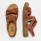 Sandales plates en cuir lisse et daim - Orange - art