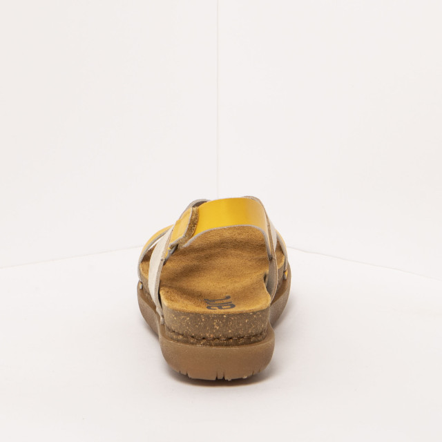 Sandales plates en cuir et daim - Jaune - art