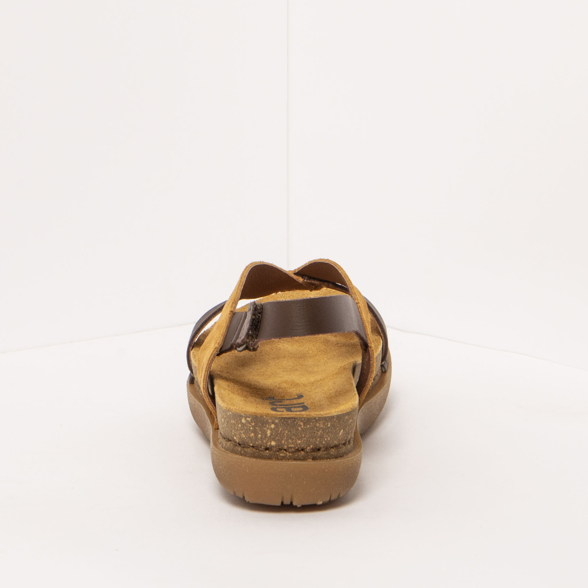 Sandales plates en cuir et daim - Marron - art