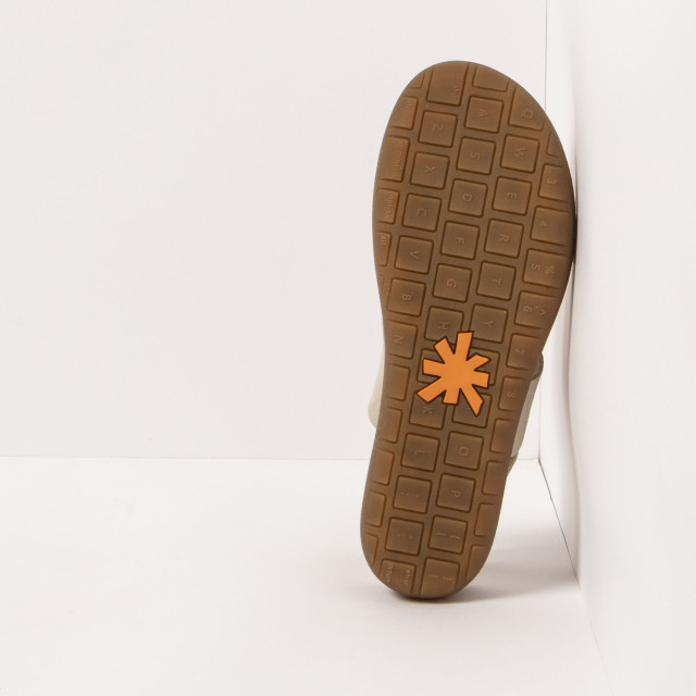 Sandales plates en cuir et daim - Beige - art