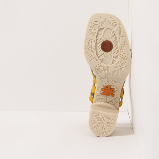 Sandales à talon bottier type tongs - Jaune - art