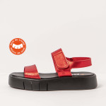 Sandales en cuir plateforme à deux lanières - Rouge - art