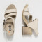 Sandales à talon multi brides en cuir - Beige - art