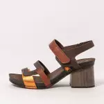 Sandales à talon en bois multi lanières - Multicolor - art