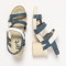 Sandales à talon en bois multi lanières - Bleu - art