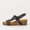 Sandales compensées en cuir talon liège - Noir - art
