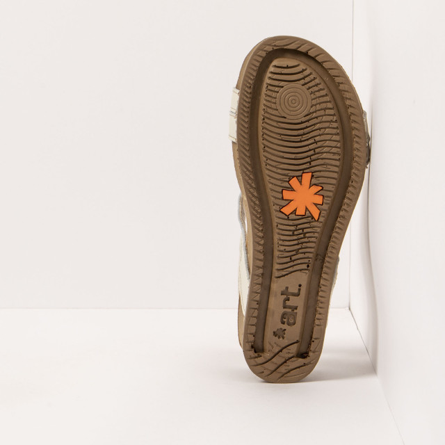 Sandales compensées en cuir talon liège - Beige - art