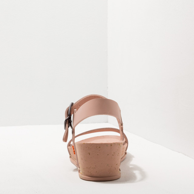 Sandales compensées en cuir à talon moucheté - Rose - art