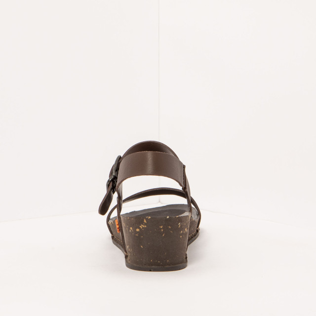 Sandales compensées en cuir à talon moucheté - Marron - art