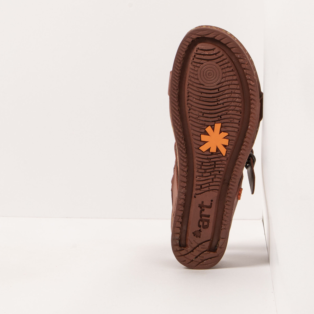 Sandales compensées en cuir à talon moucheté - Rouge - art
