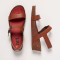 Sandales compensées en cuir à talon moucheté - Rouge - art