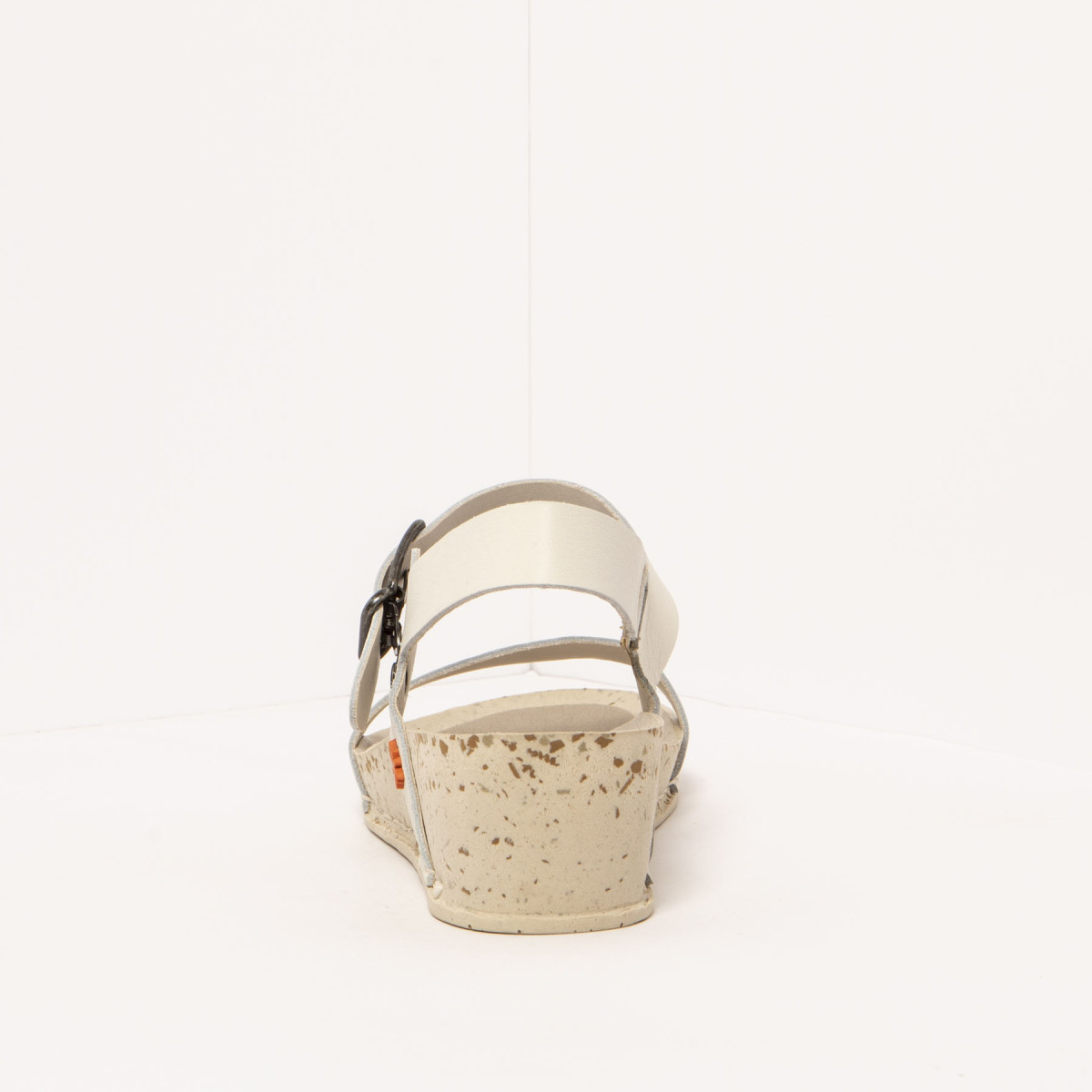 Sandales compensées en cuir à talon moucheté - Beige - art