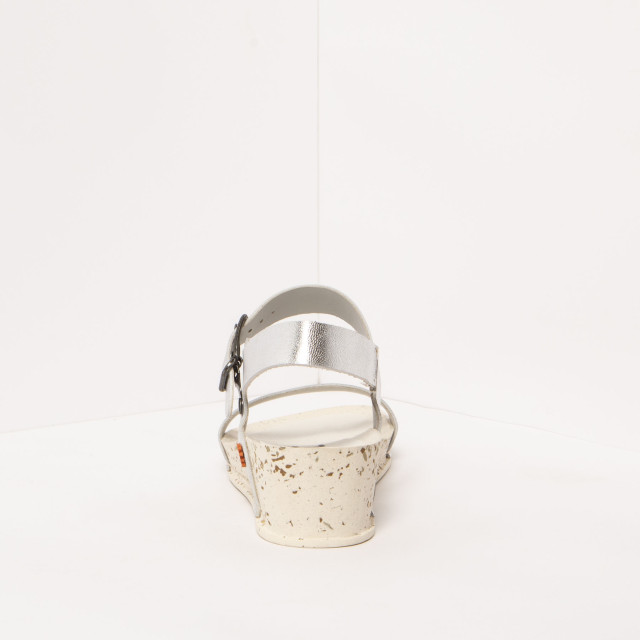 Sandales compensées en cuir à talon moucheté - Gris - art