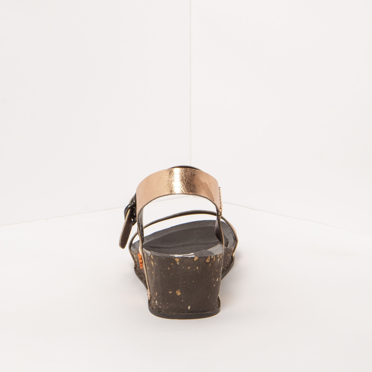 Sandales compensées en cuir à talon moucheté - Rose - art
