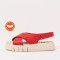 Sandales en cuir plateforme à brides entrecroisées - Rouge - art