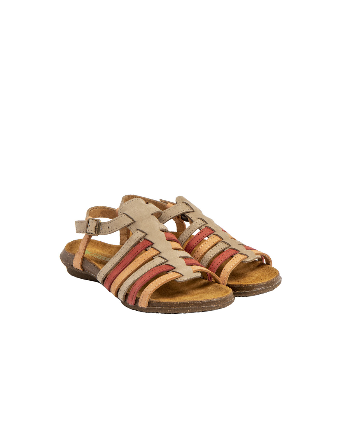 Sandales confortables spartiates en cuir - Multicolore - El naturalista