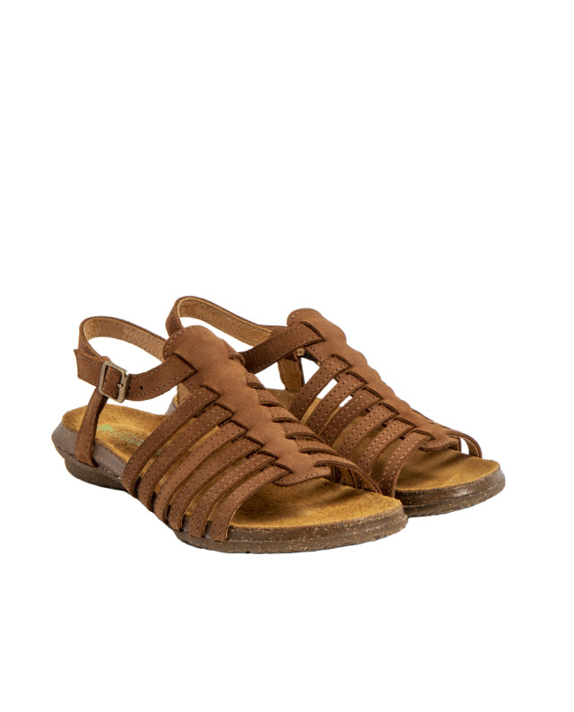 Sandales confortables spartiates en cuir - Marron - El naturalista