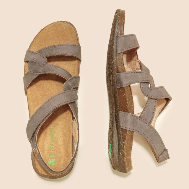 Sandales confortables plates à lanières entrelacées - Gris - El naturalista