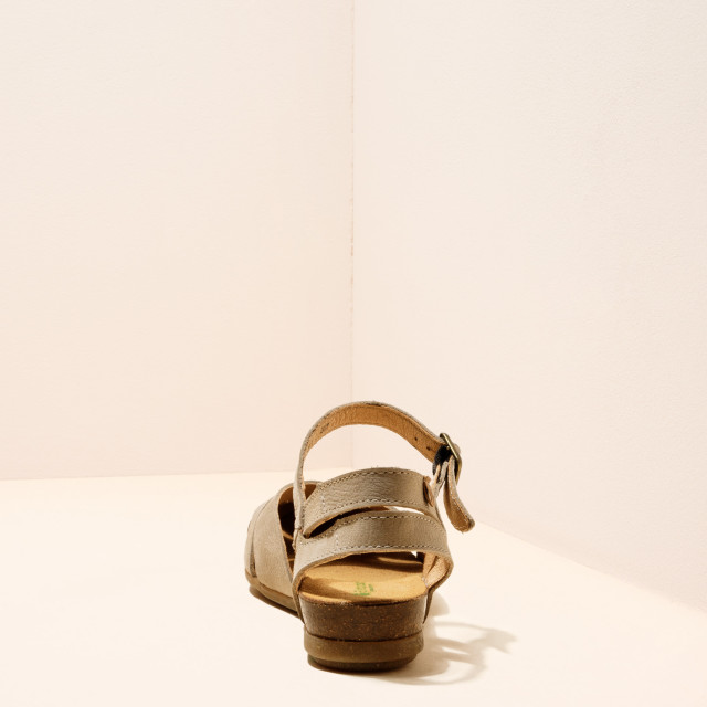 Sandales confortables plates bout fermé en cuir doux - Gris - El naturalista