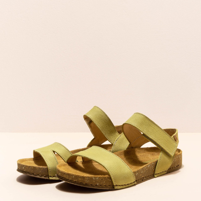 Sandales confortables plates en cuir ultra confort - Vert - El naturalista