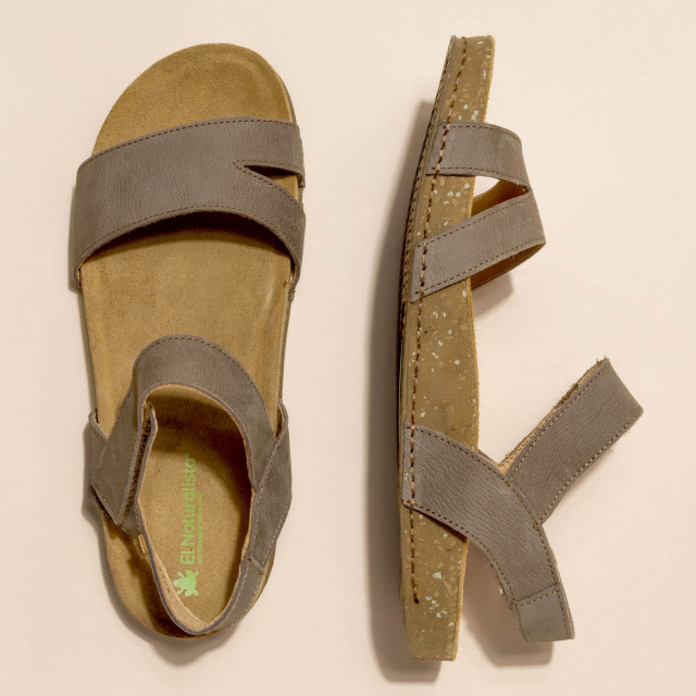 Sandales confortables plates en cuir ultra confort - Gris - El naturalista