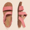Sandales confortables plates en cuir à scratch et semelles ergonomiques - Rose - El naturalista