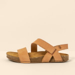 Sandales plates en cuir à scratch et semelles ergonomiques - Jaune - El naturalista