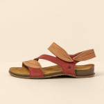 Sandales confortables plates en cuir suédé à scratch - Multicolore - El naturalista