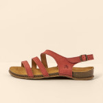 Sandales confortables plates en cuir à semelles ultra confort - Rose - El naturalista