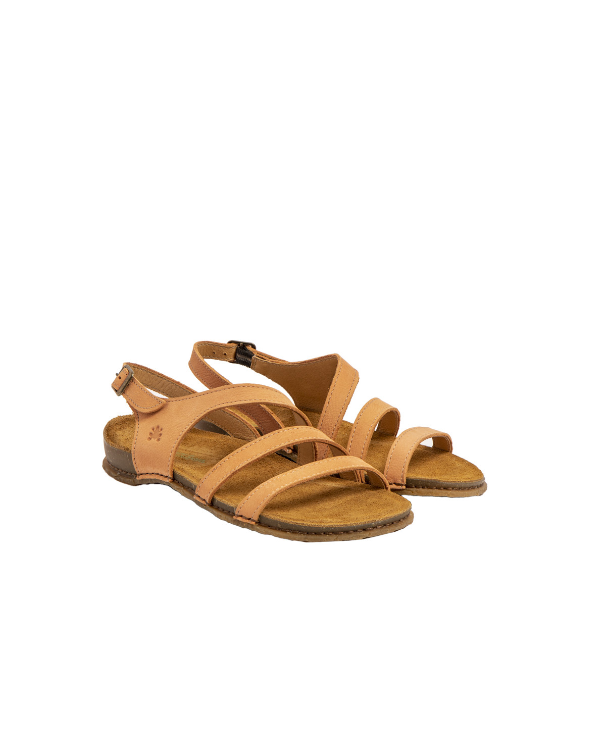 Sandales confortables plates en cuir à semelles ultra confort - Jaune - El naturalista