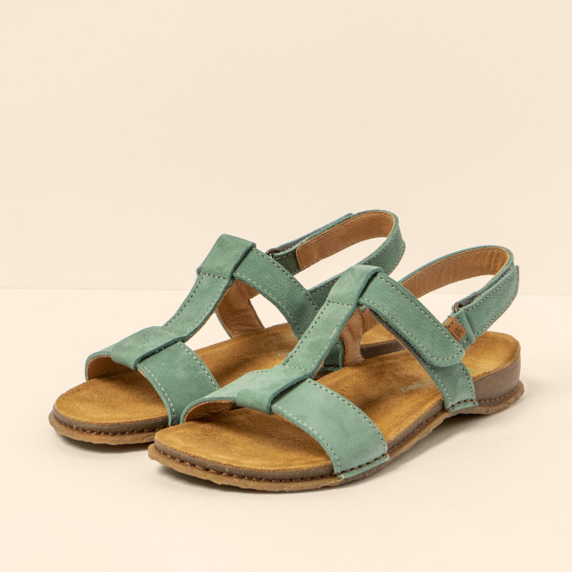 Sandales confortables plates en cuir semelle ergonomique - Bleu - El naturalista