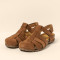 Sandales confortables plates en cuir bout fermé à bride cheville - Marron - El naturalista