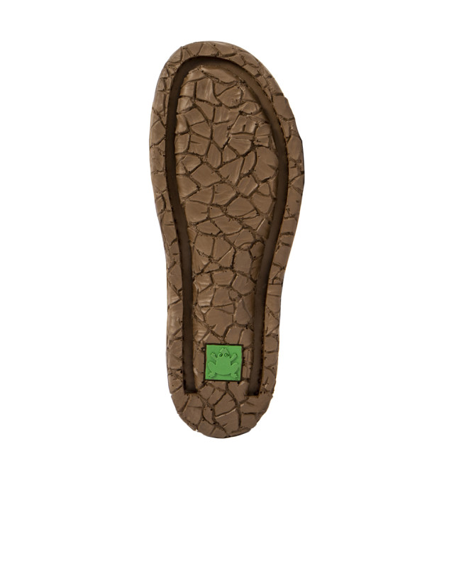 Sandales confortables plates en cuir à scratch et semelles ergonomiques - Vert - El naturalista