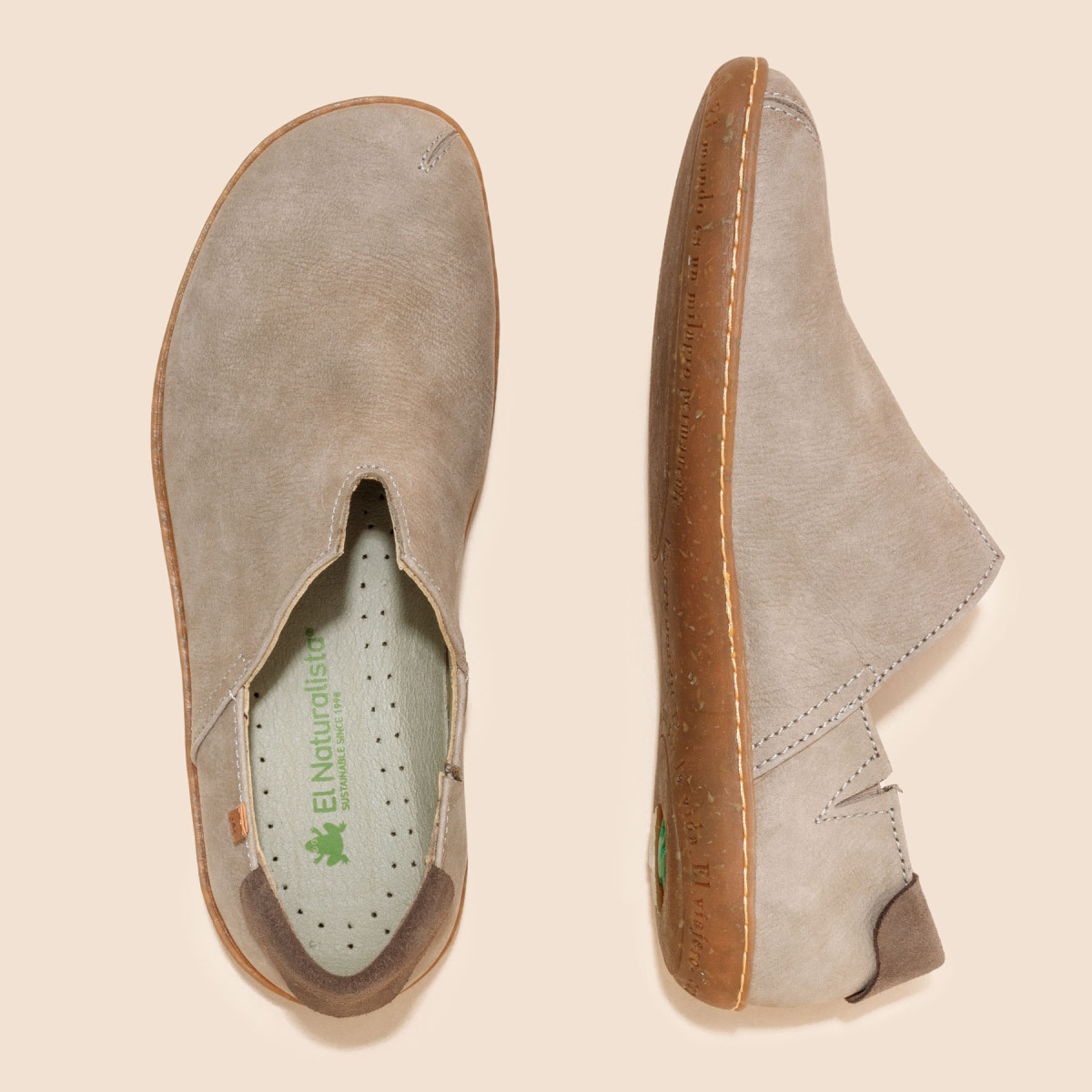 Chaussures confort en cuir naturel et semelles recyclées - Gris - El naturalista