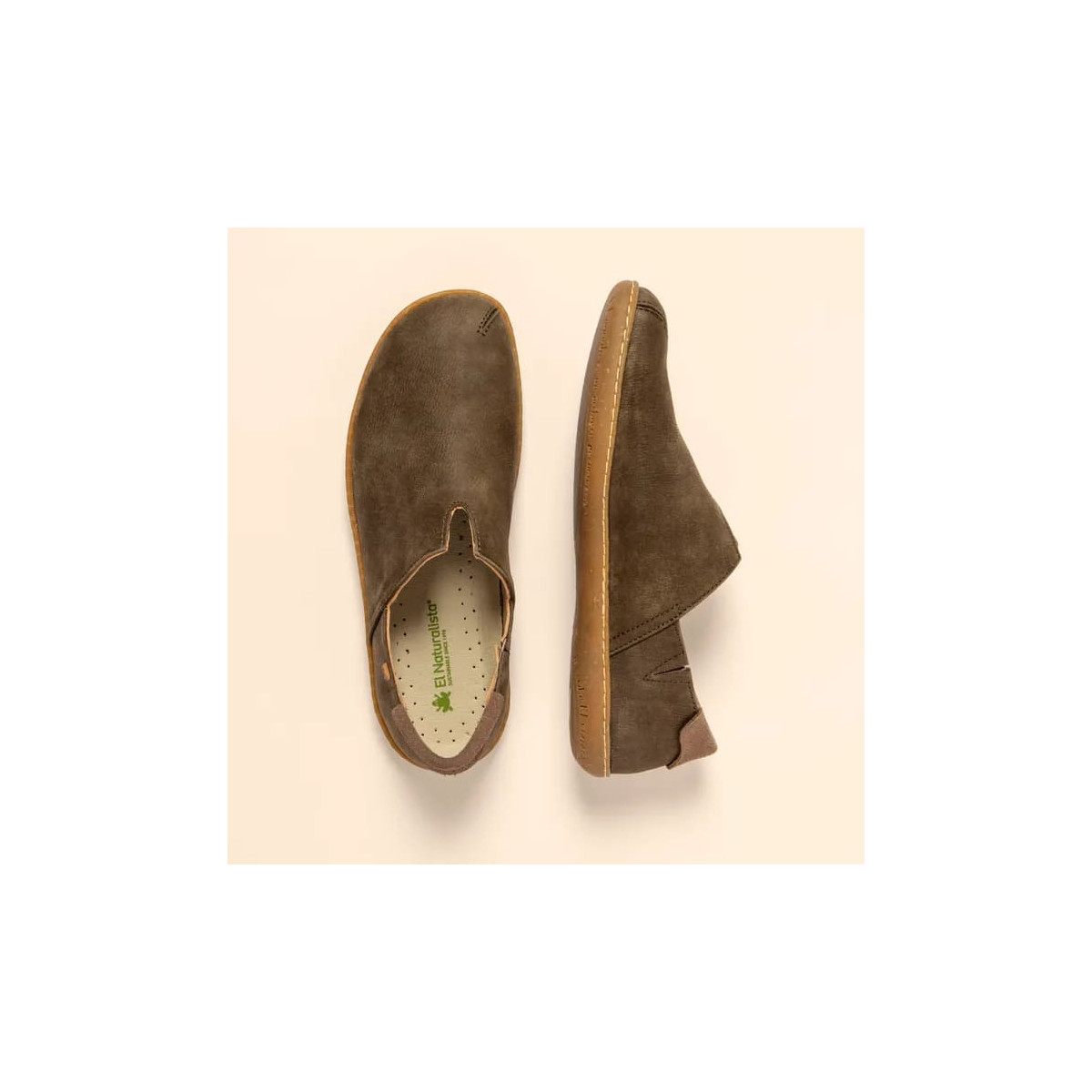Chaussures confort en cuir naturel et semelles recyclées - Vert - El naturalista