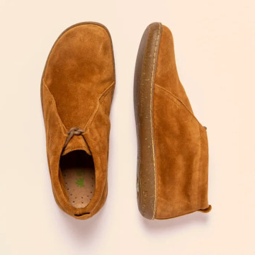 Chaussures confortables lacées en daim - Marron - El naturalista