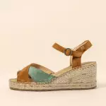 Sandales confortables compensées en daim torsadé - Marron - El naturalista