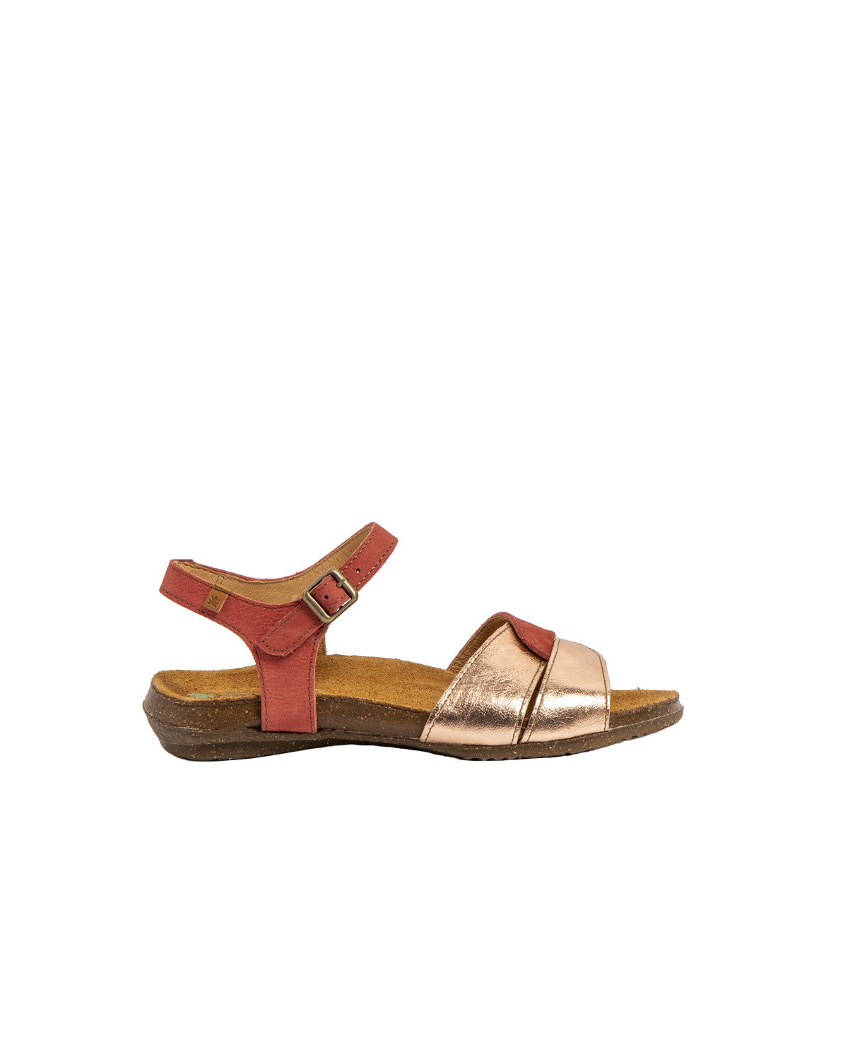 Sandales confortables plates en cuir et daim - Rose - El naturalista