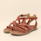 Sandales confortables plates en cuir multi lanières - Rose - El naturalista