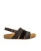 Sandales confortables plates en cuir et daim - Noir - El naturalista