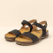 Sandales confortables plates en cuir à scratch et semelles ergonomique - Noir - El naturalista