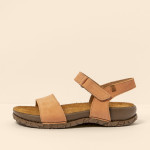 Sandales plates en cuir à scratch et semelles ergonomique - Jaune - El naturalista